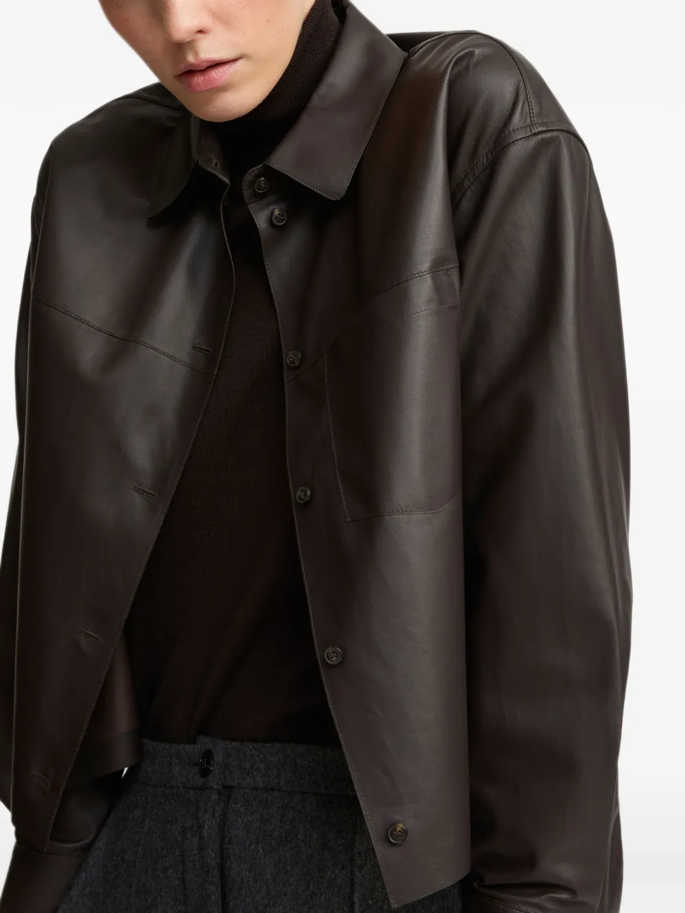Yves Salomon button-down leather jacket Bruin