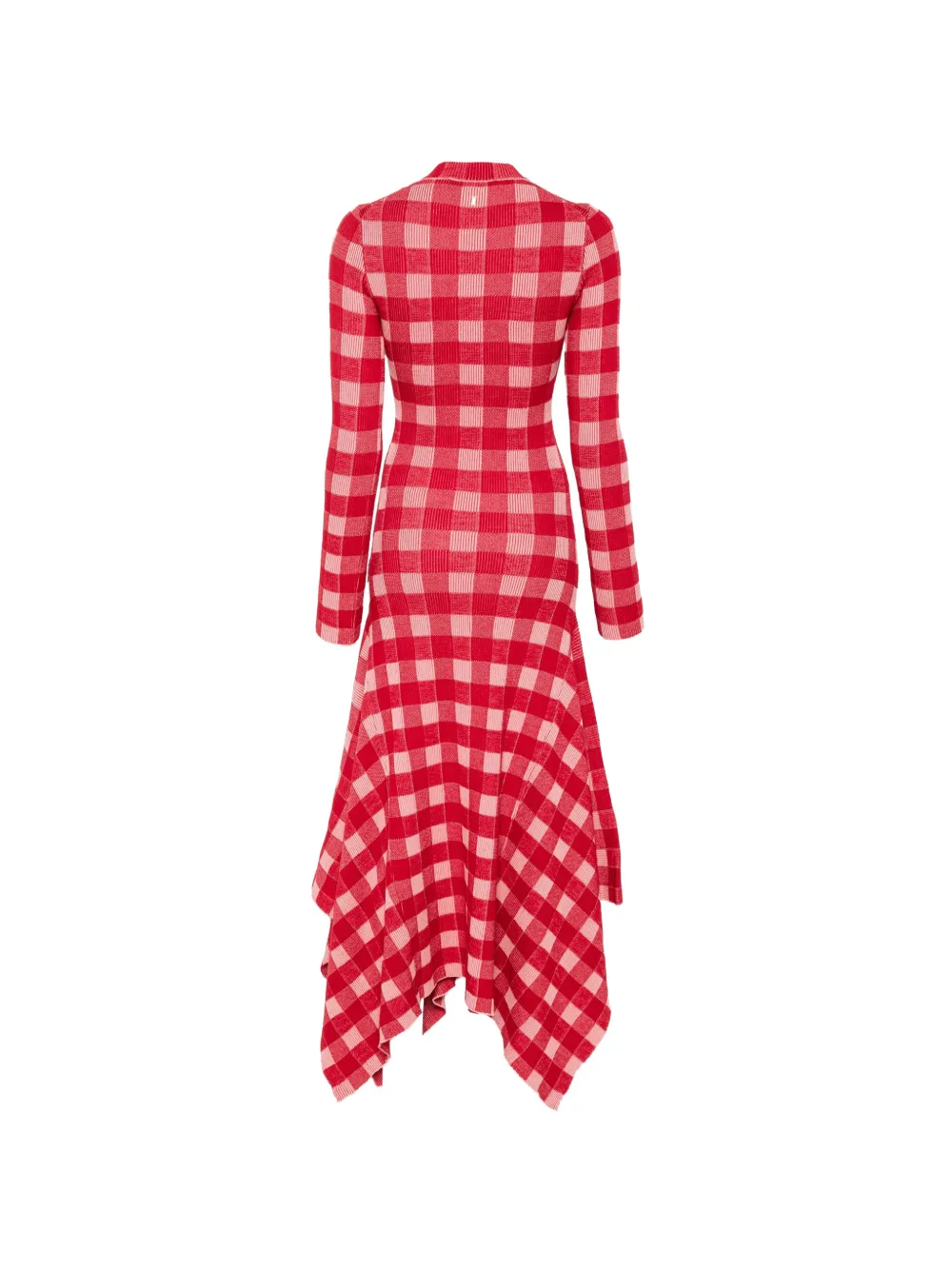 AMI Paris check-pattern handkerchief-hem asymmetric dress Rood