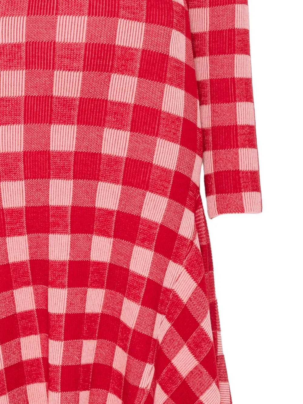 AMI Paris check-pattern handkerchief-hem asymmetric dress Rood