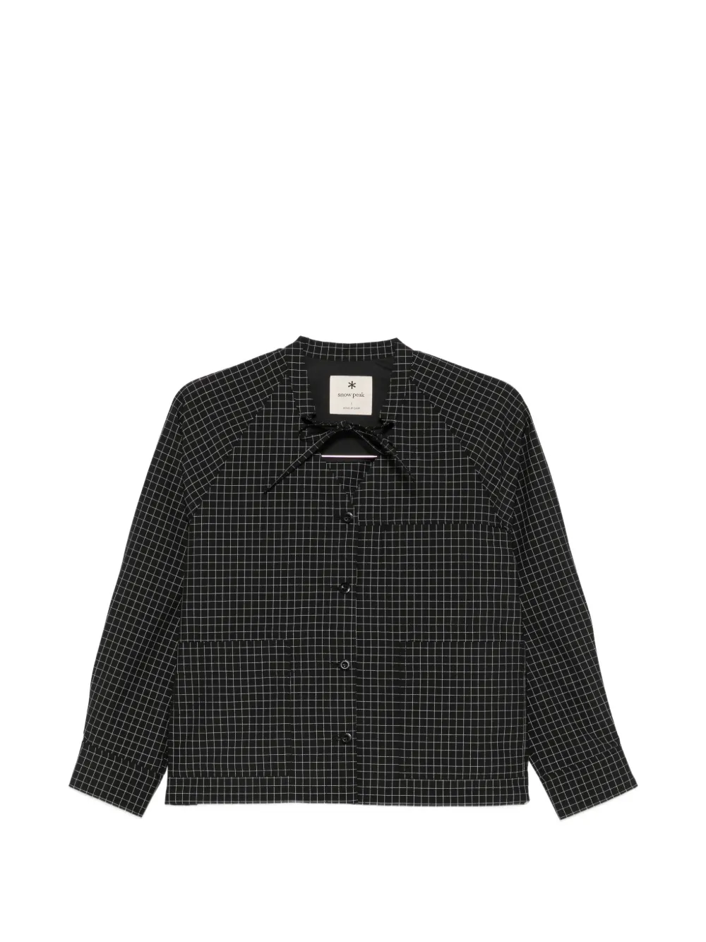 Snow Peak check-pattern tie-neck shirt - Schwarz