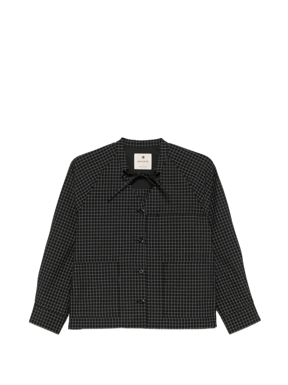Snow Peak check-pattern tie-neck shirt - Nero