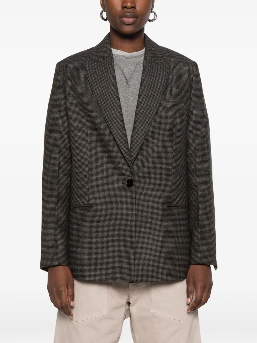 Closed check-pattern single-breasted blazer Grijs
