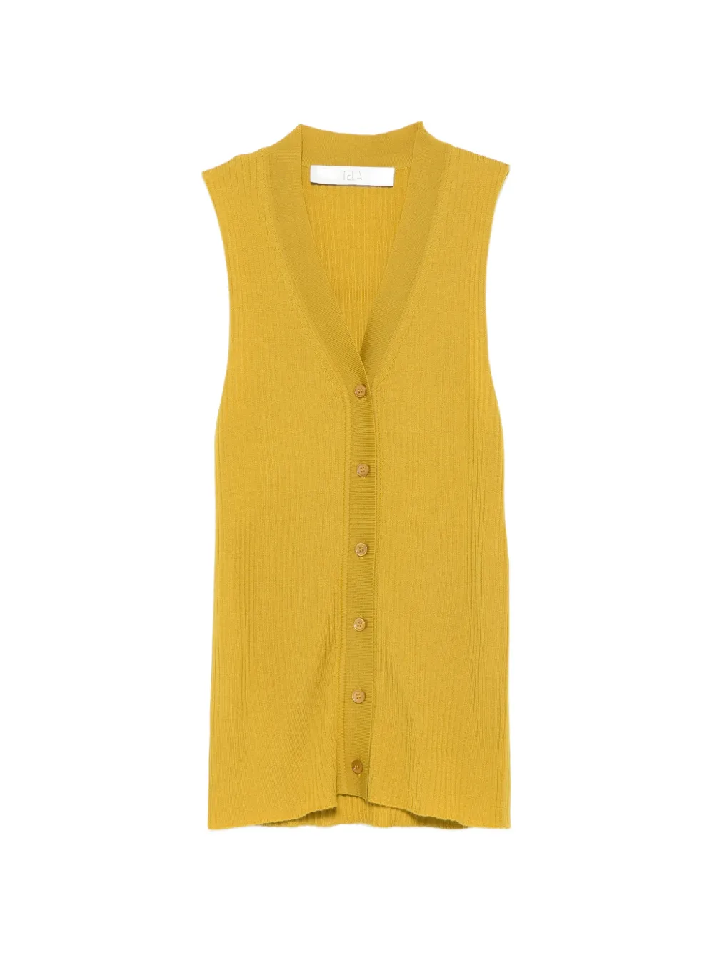 Tela ribbed-knit V-neck vest - Yellow