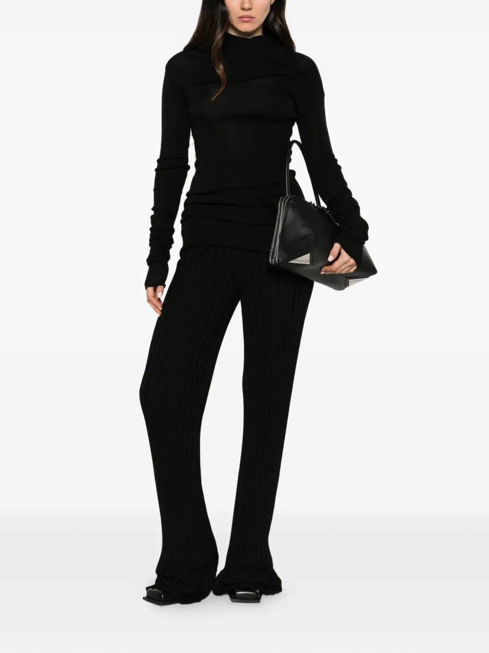 ROT The Not So Sartre button-back sweater Zwart