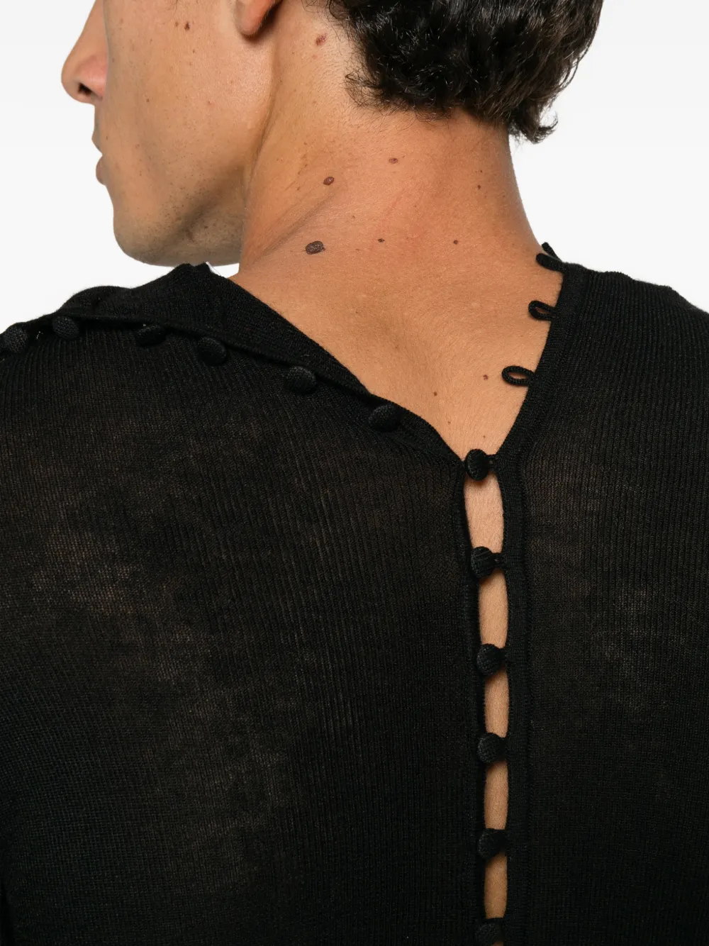 ROT The Not So Sartre button-back sweater Zwart