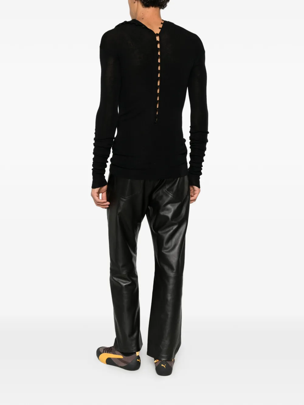 ROT The Not So Sartre button-back sweater Zwart