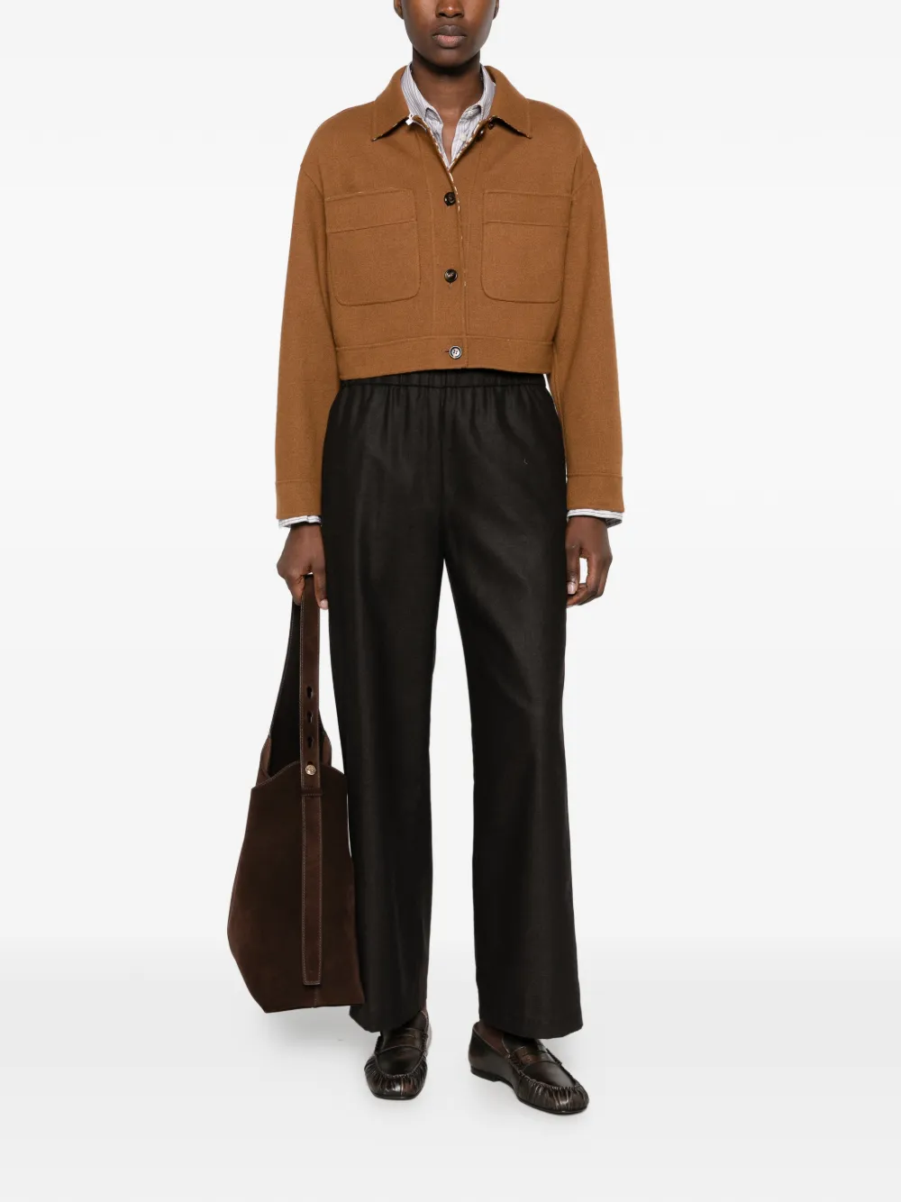ASPESI elasticated-waistband wide-leg trousers Bruin