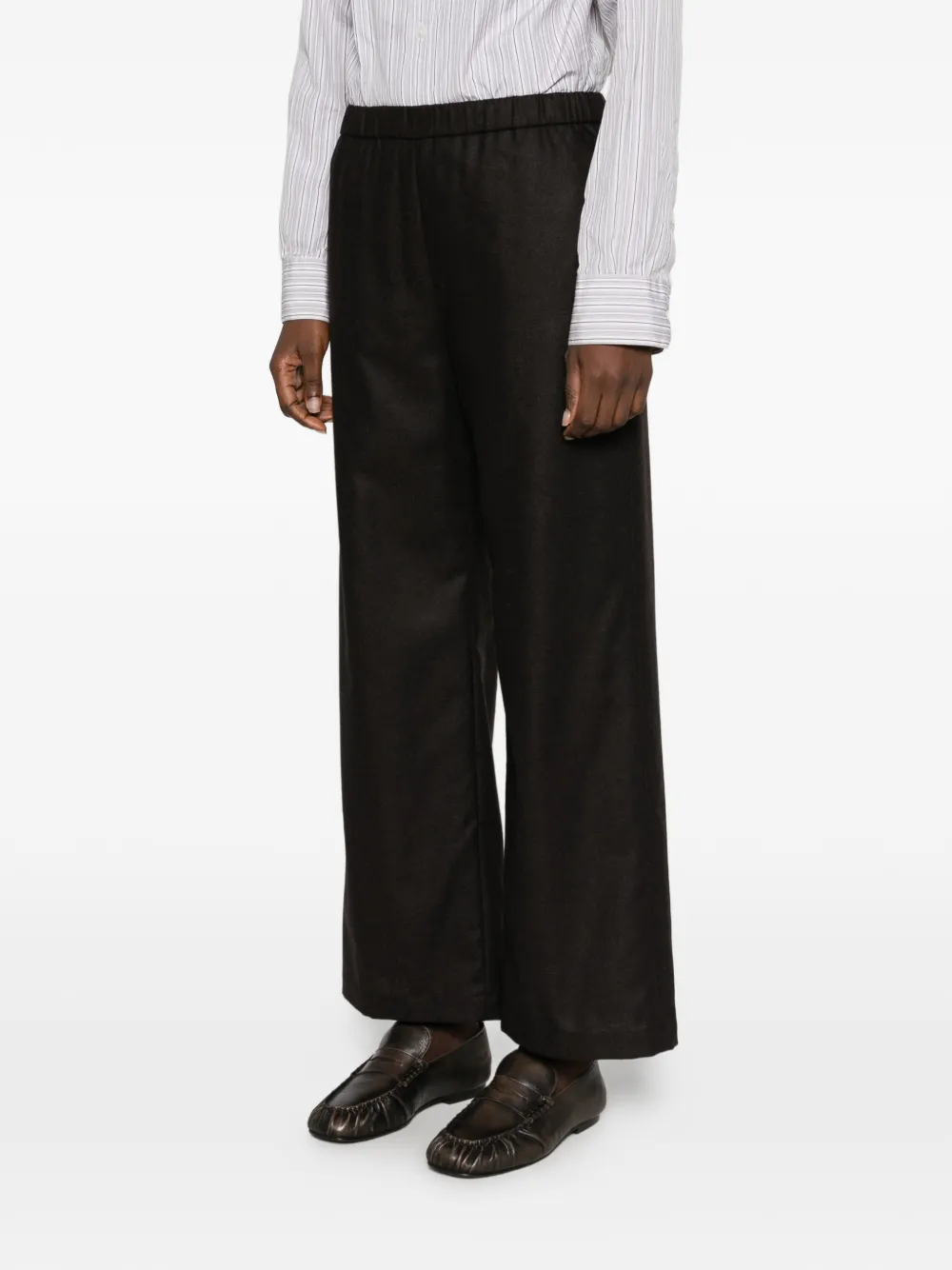 ASPESI elasticated-waistband wide-leg trousers Bruin