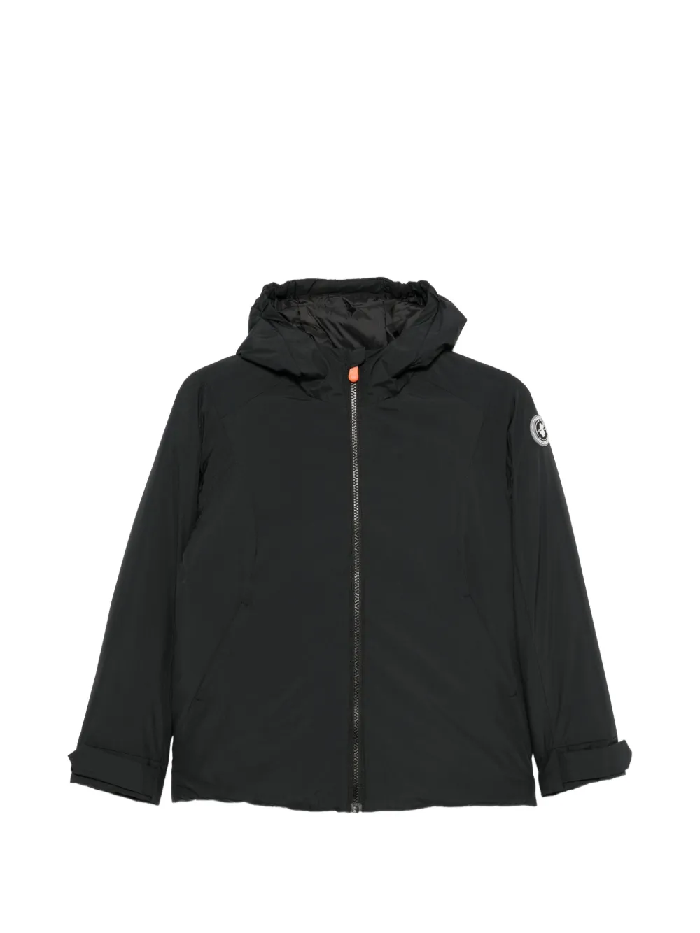 Save The Duck Kids hooded logo-patch jacket Zwart