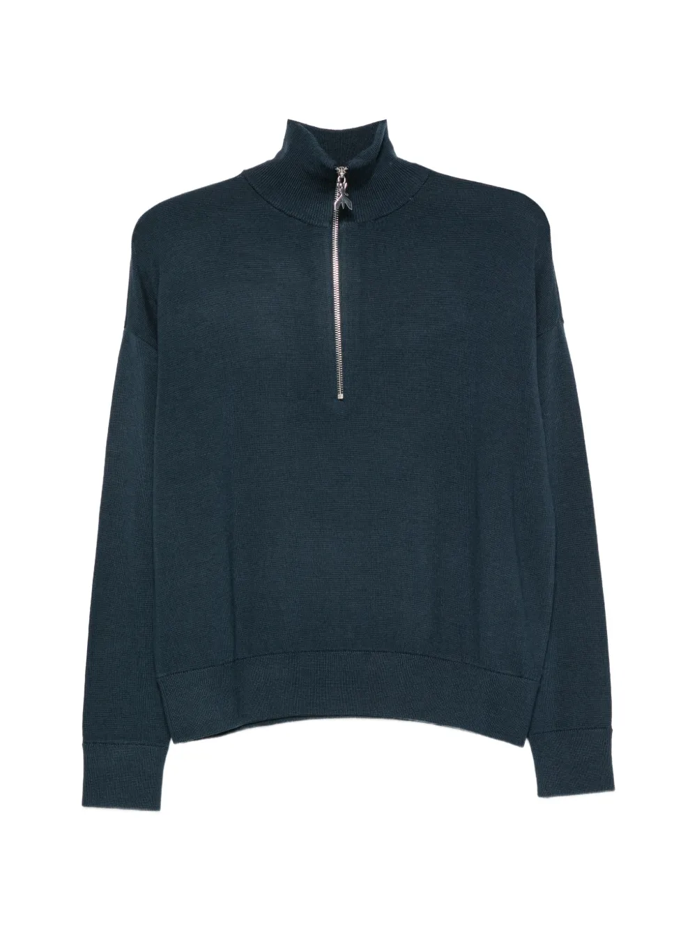 Patrizia Pepe quarter-zip fine-knit sweater Blauw