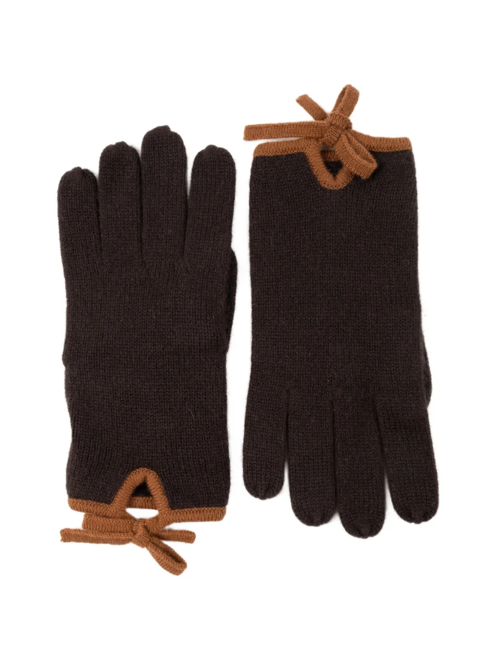 Allude bow-detail knitted gloves Bruin