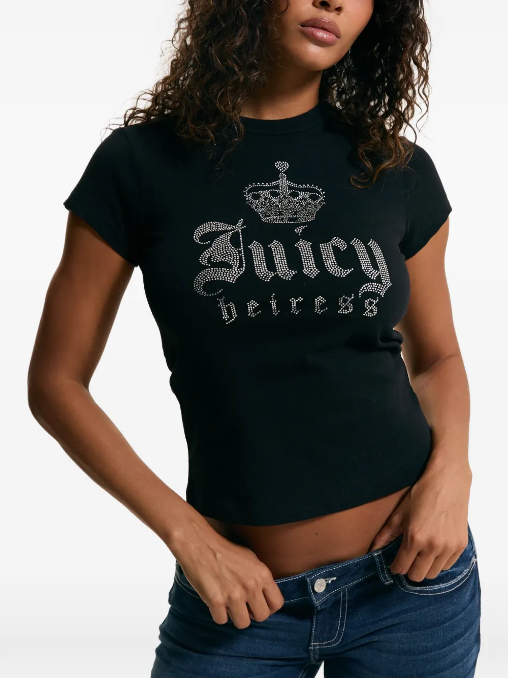 Juicy Couture Heiress Diamante T-shirt Zwart