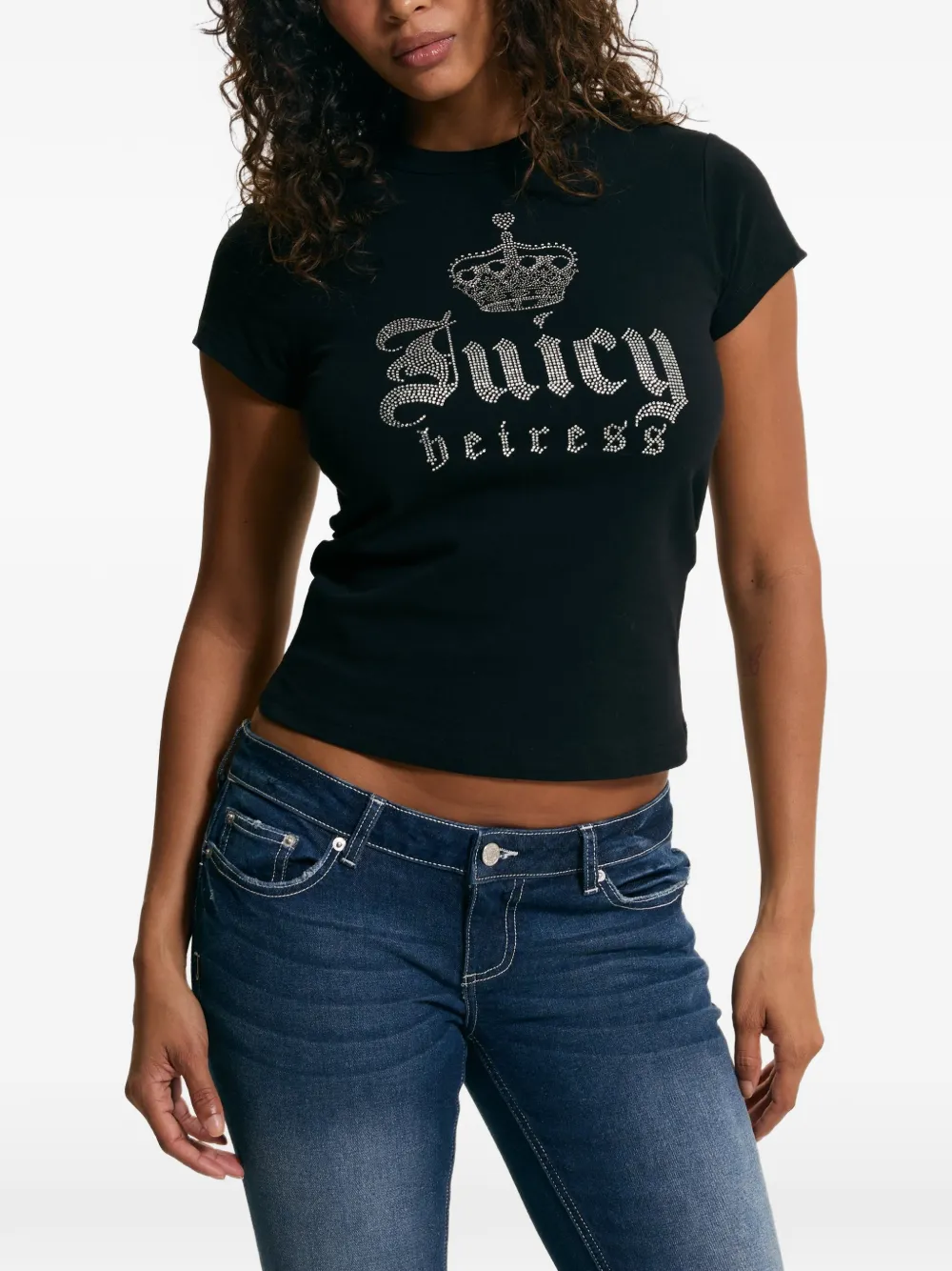 Juicy Couture Heiress Diamante T-shirt Zwart