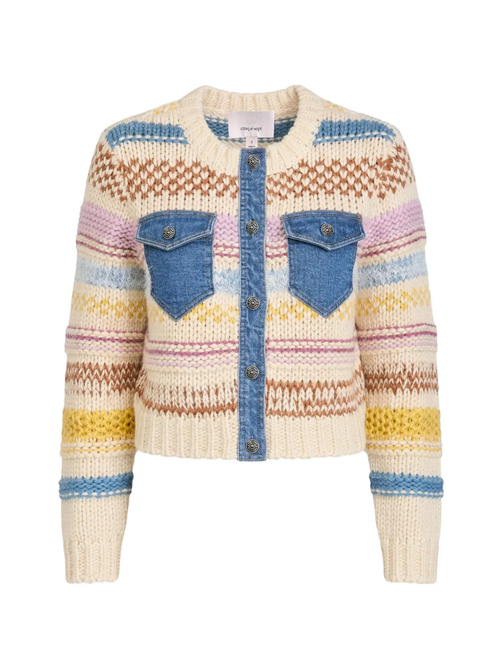 Cinq A Sept cardigan Suki à empiècement en jean - Tons neutres Cinq A Sept cardigan Suki à empiècement en jean - Tons neutres