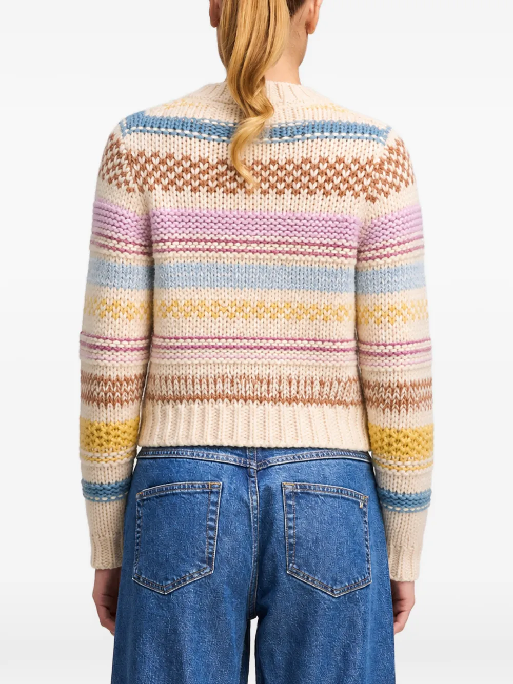 Cinq A Sept Suki denim-panel cardigan Beige
