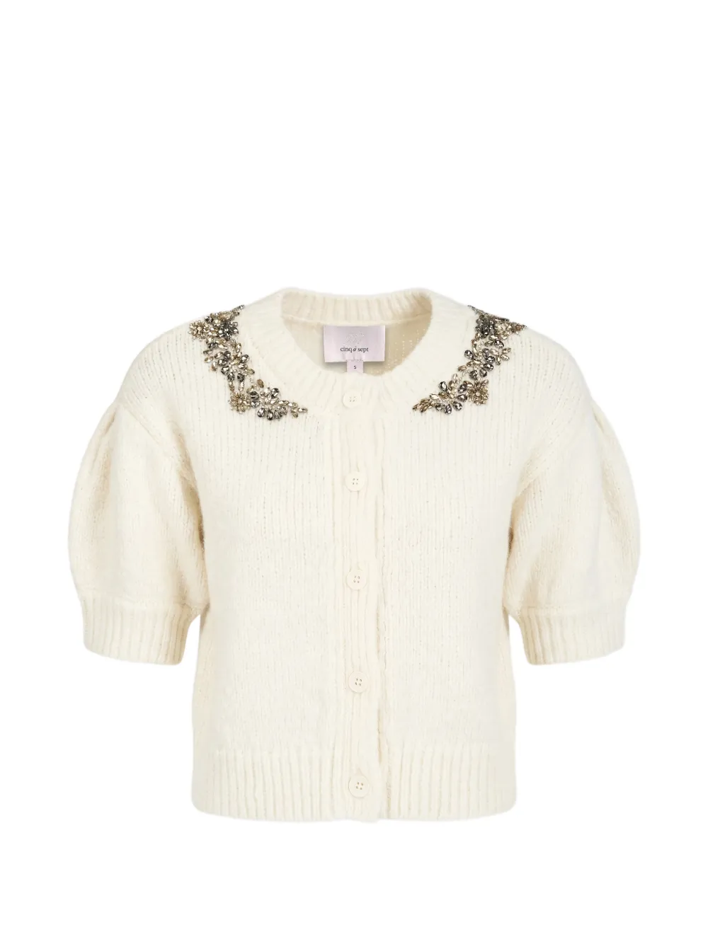 Cinq A Sept cardigan Millicent à ornements en cristal - Blanc Cinq A Sept cardigan Millicent à ornements en cristal - Blanc