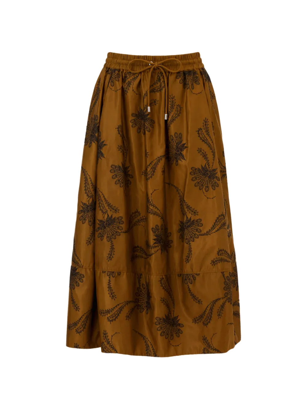 Cinq A Sept Gonna midi Sirani Paisley Fan con ricamo - Marrone