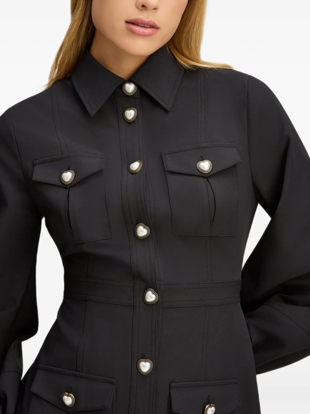 Cinq A Sept Lumira heart-button mini dress Zwart