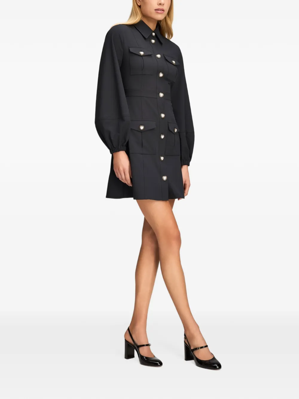 Cinq A Sept Lumira heart-button mini dress Zwart