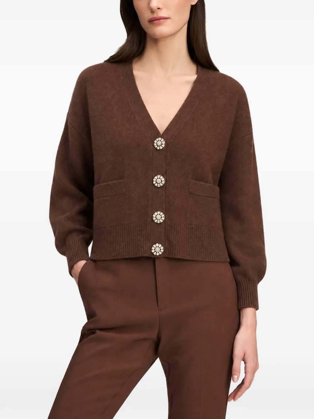 Cinq A Sept Kavita rhinestone-embellished cashmere cardigan Bruin