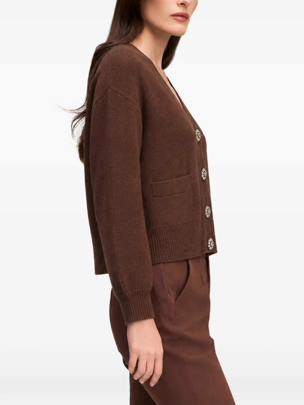 Cinq A Sept Kavita rhinestone-embellished cashmere cardigan Bruin