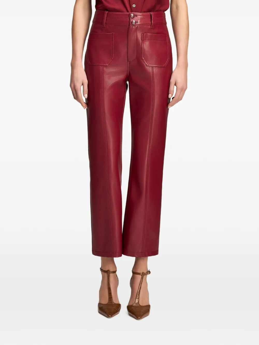 Cinq A Sept Dorothea faux-leather trousers Rood