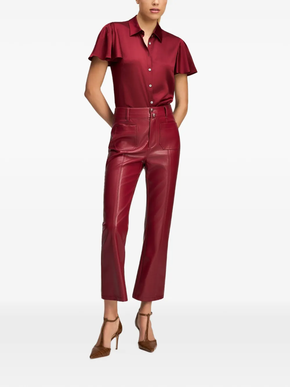 Cinq A Sept Dorothea faux-leather trousers Rood