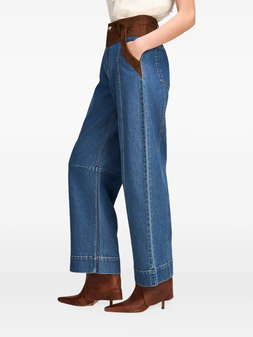 Cinq A Sept Dillon contrast-panel jeans Blauw