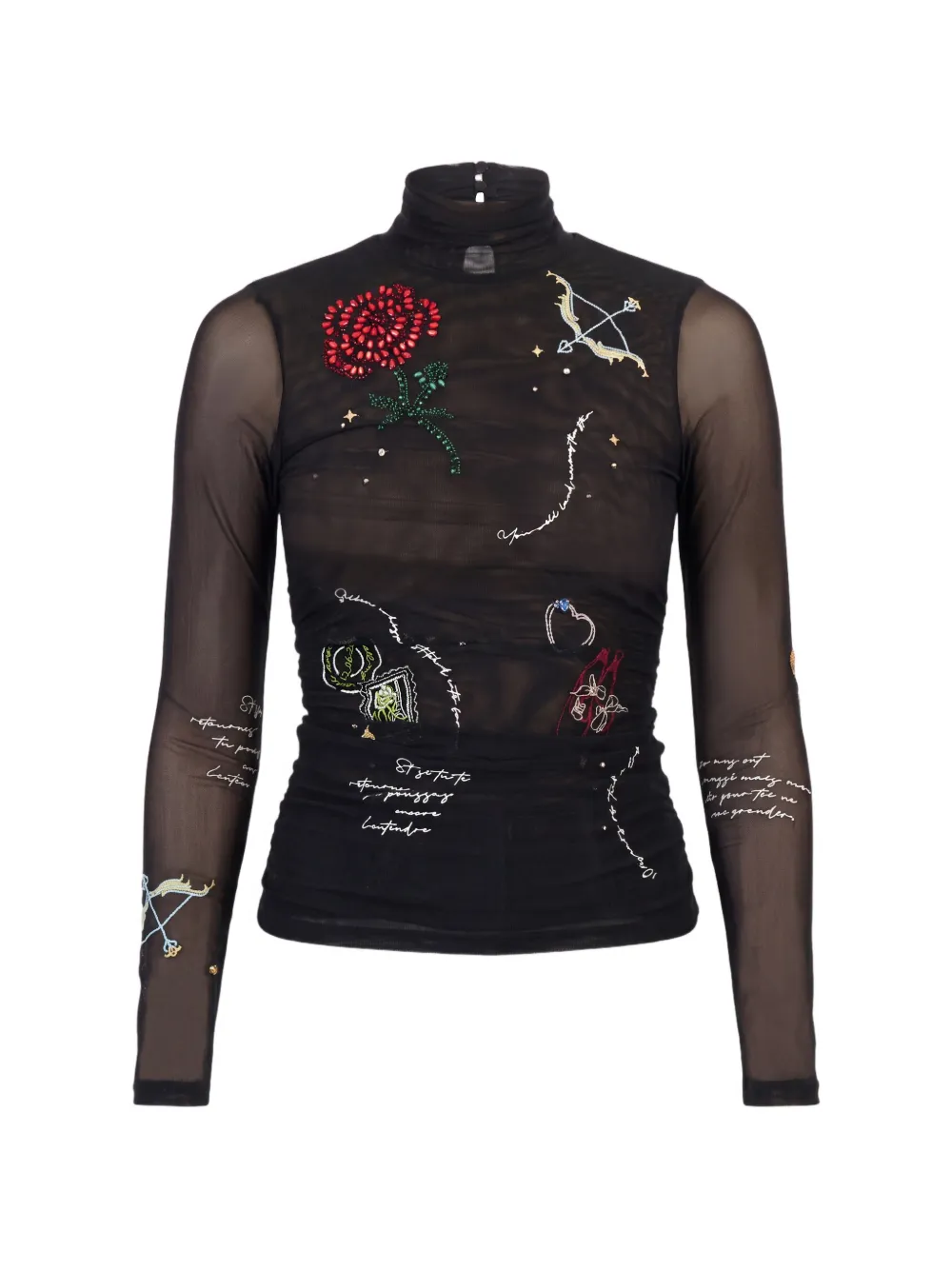 Cinq A Sept Starry Scribbles mesh T-shirt Zwart