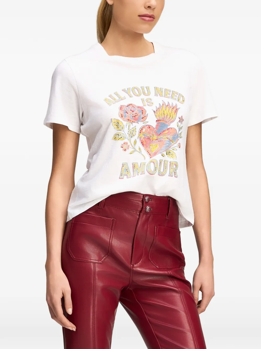 Cinq A Sept Heatset All You Need Is Amour T-shirt Wit