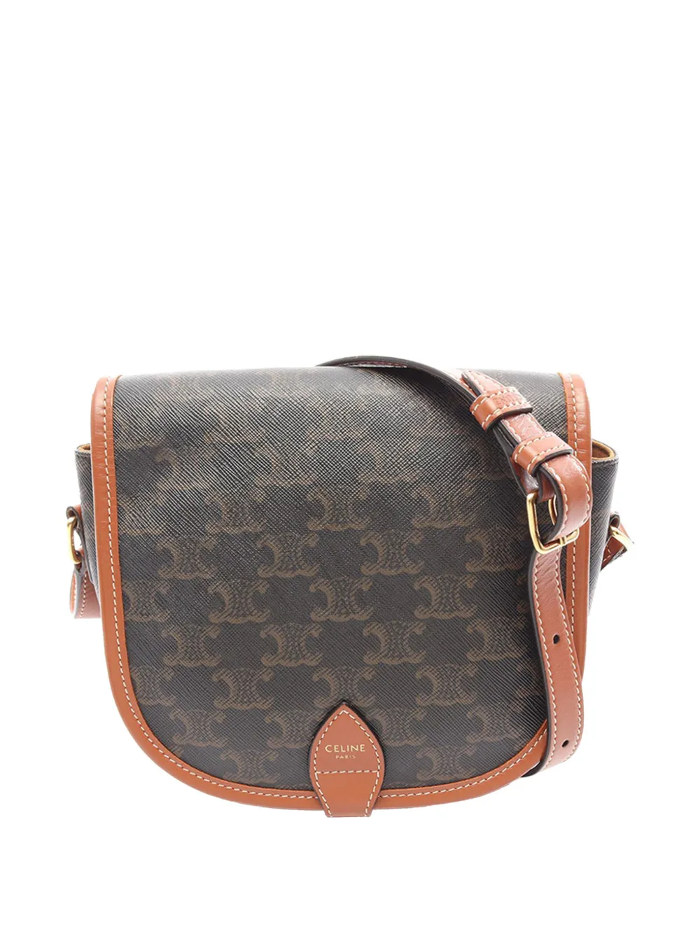 Celine Pre-Owned 2010-2026 Medium Triomphe Coated Canvas Folco crossbody bag - Braun