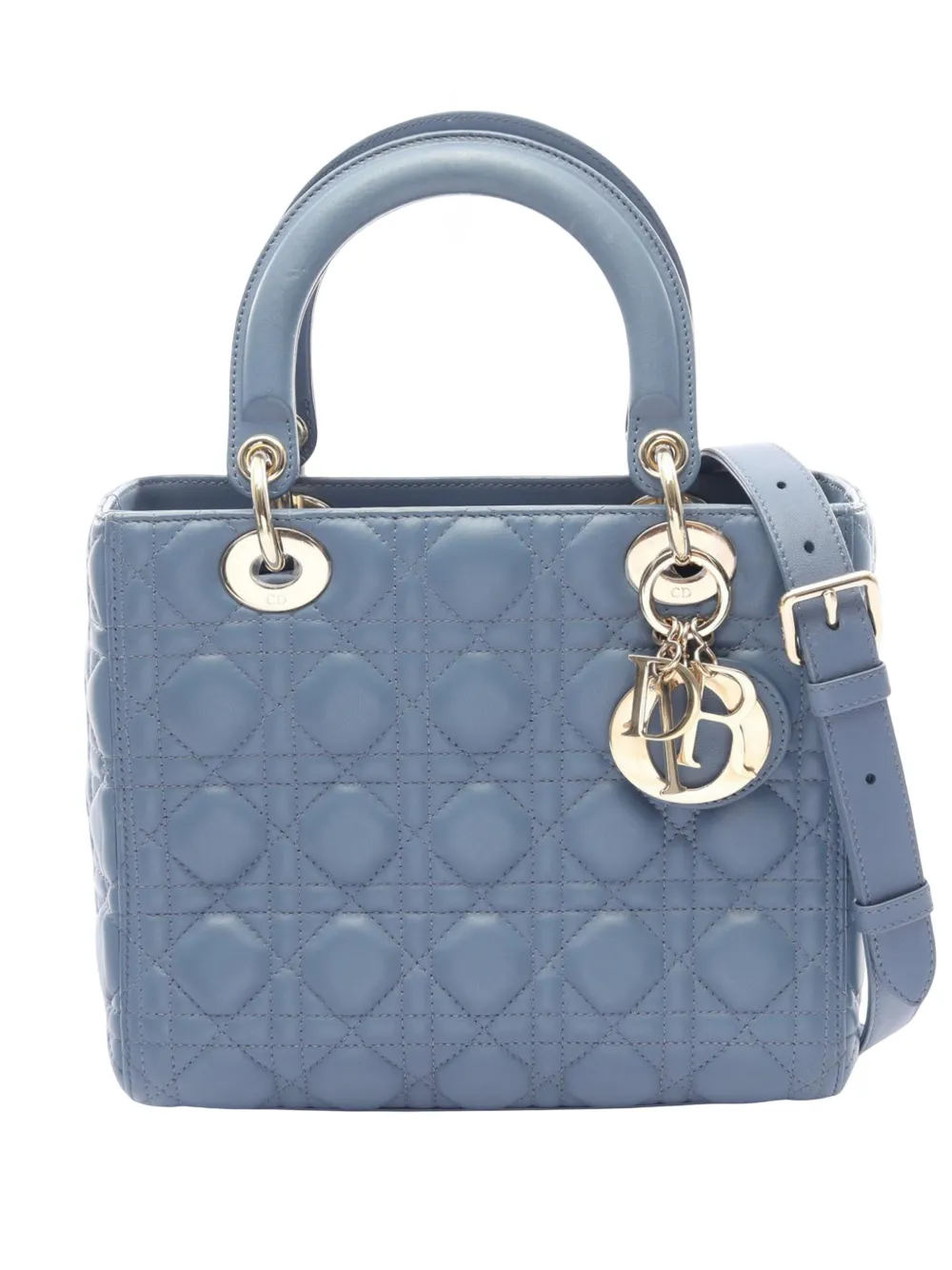 Christian Dior Pre-Owned 2000-2026 Medium Lambskin Cannage Lady Dior satchel - Blau