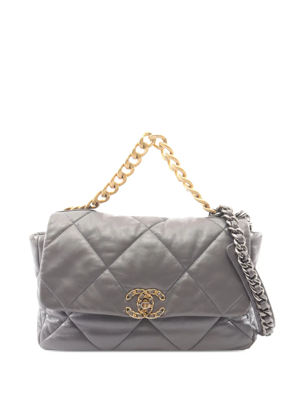 CHANEL Pre-Owned 2021-2026 Large Lambskin 19 Flap satchel - Grau
