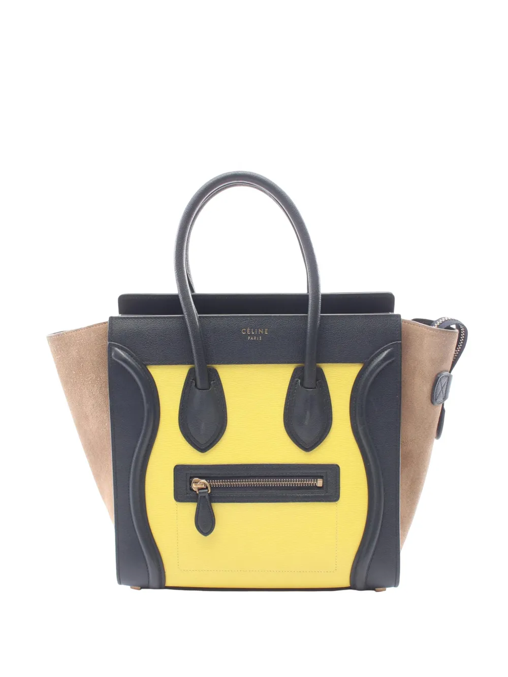 Celine Pre-Owned 2000-2026 Micro Tricolor Calfskin and Suede Luggage tote bag - Yellow