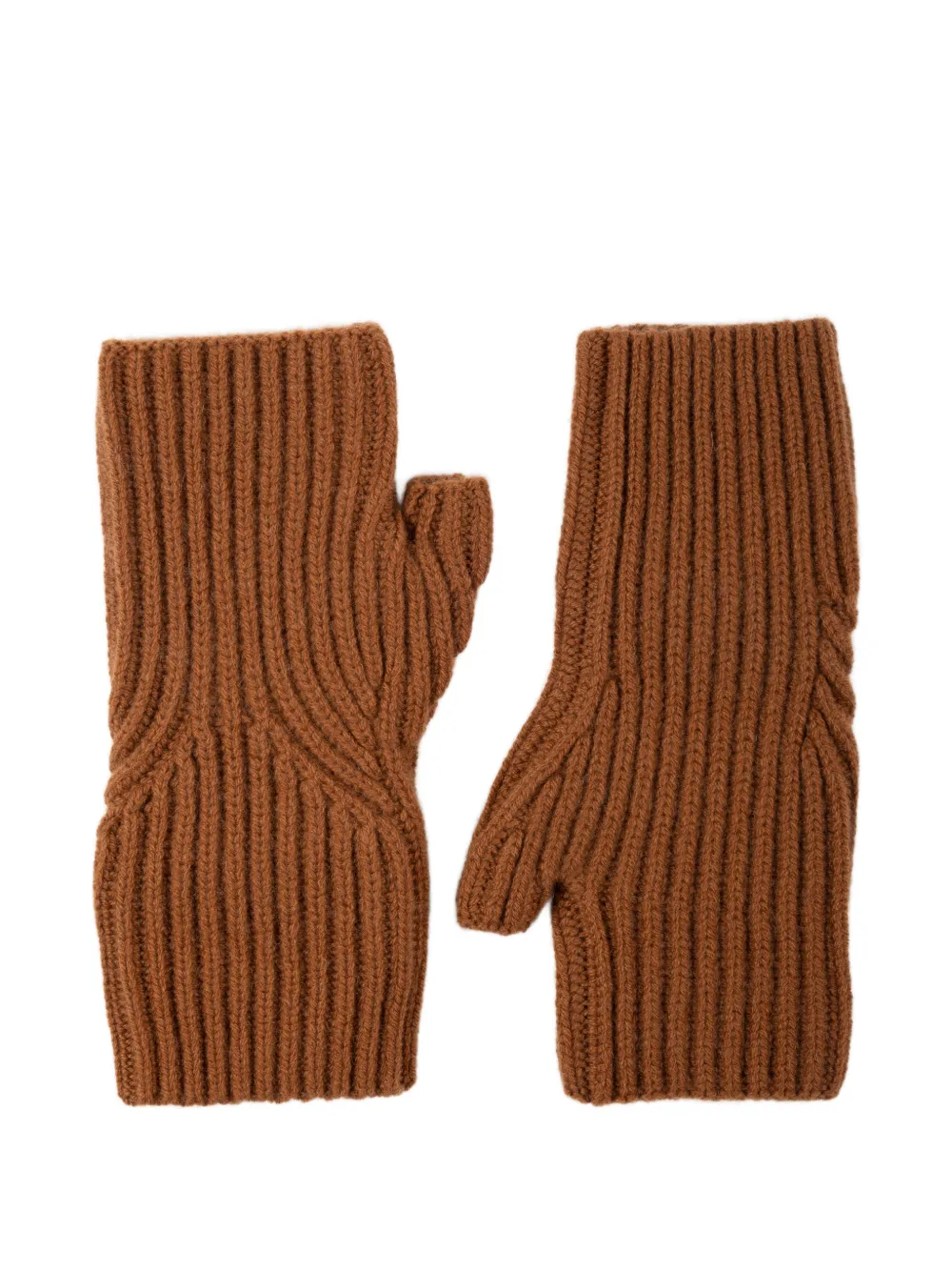 Allude ribbed-knit fingerless gloves Bruin