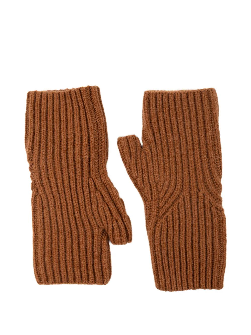 Allude ribbed-knit fingerless gloves Bruin