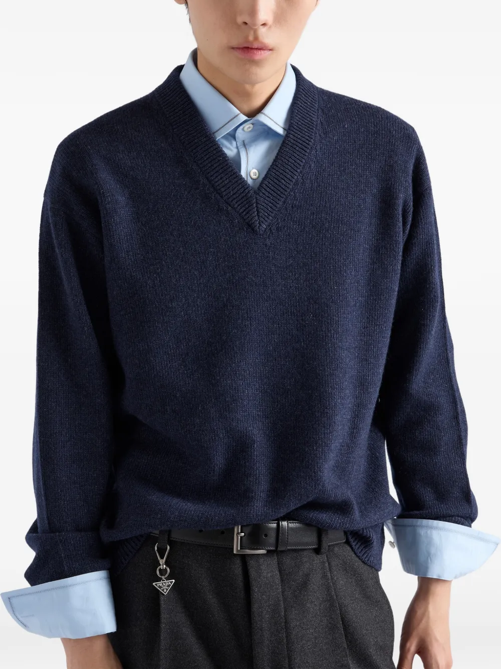 Prada Re-Cashmere V-neck sweater Blauw