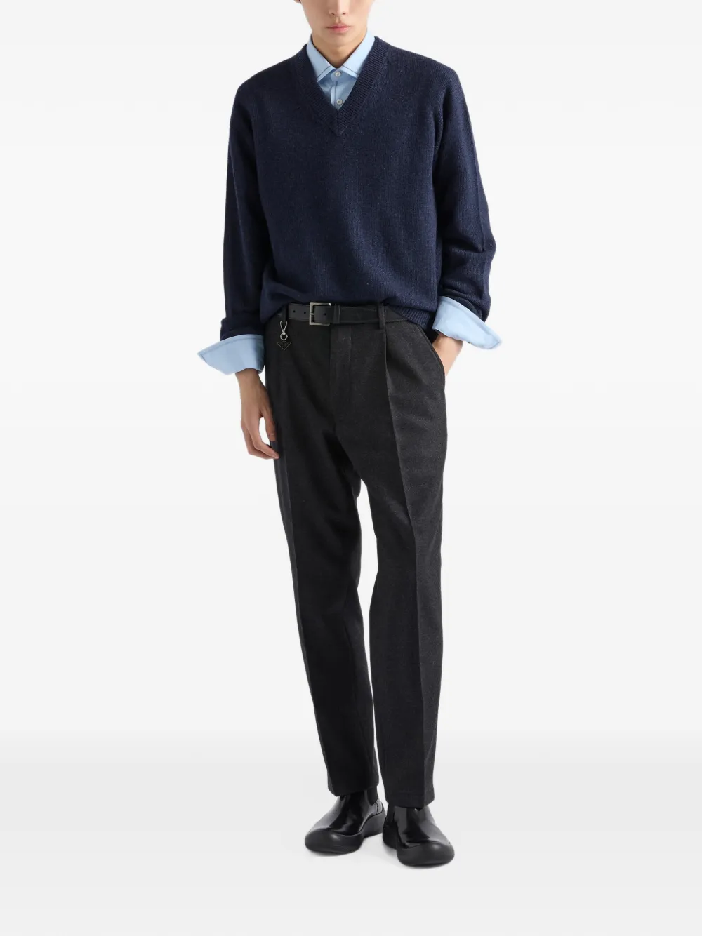 Prada Re-Cashmere V-neck sweater Blauw