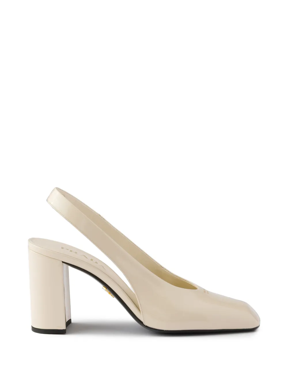 Prada Pumps in pelle lucida con cinturino posteriore - Toni neutri