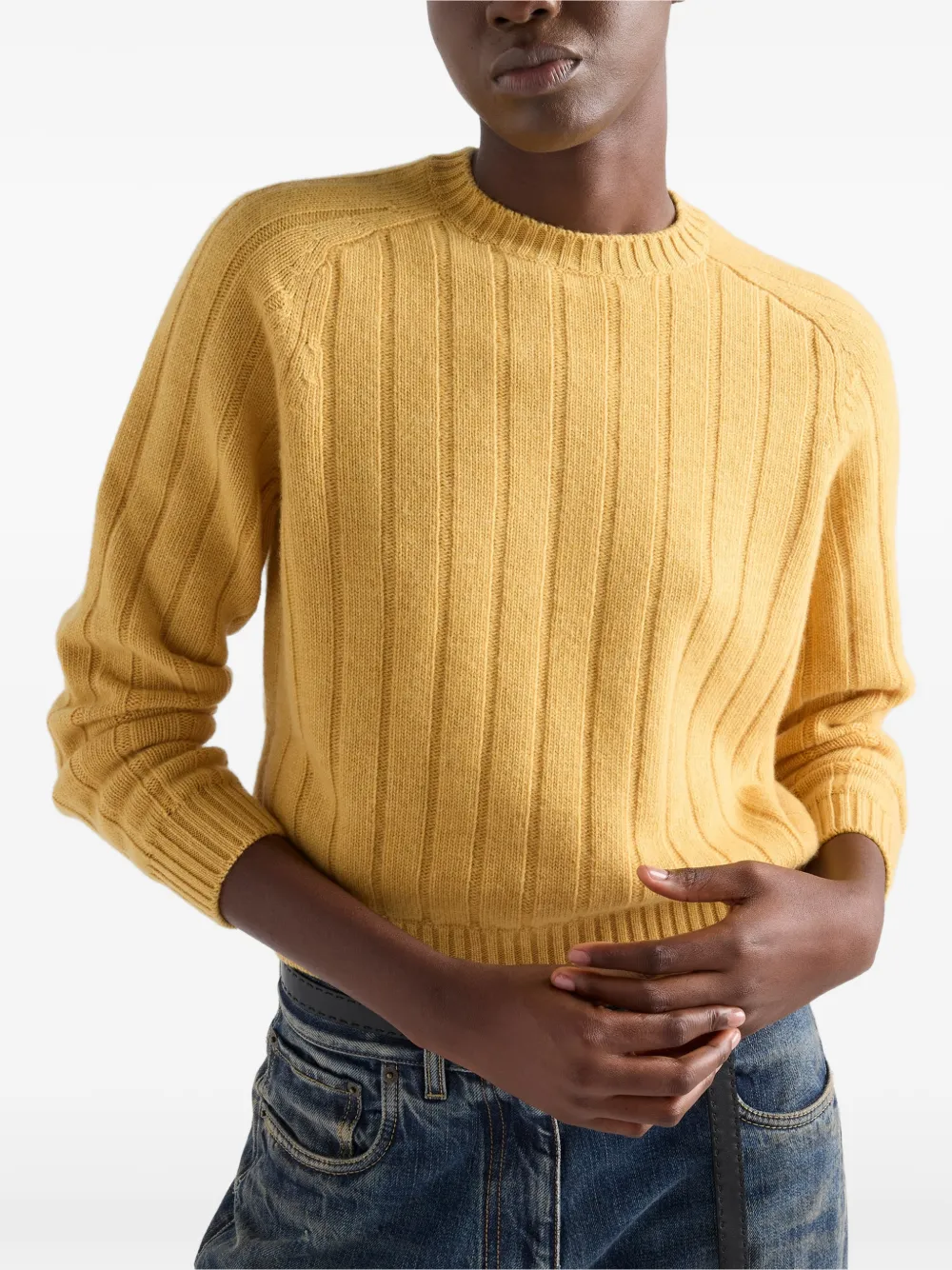 Prada Re-Cashmere trui met ronde hals Geel