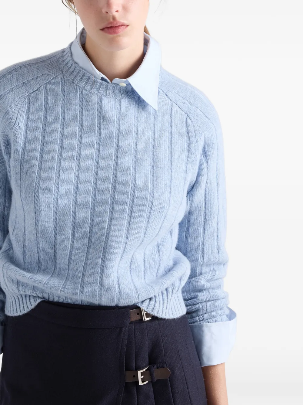 Prada Re-Cashmere trui met ronde hals Blauw
