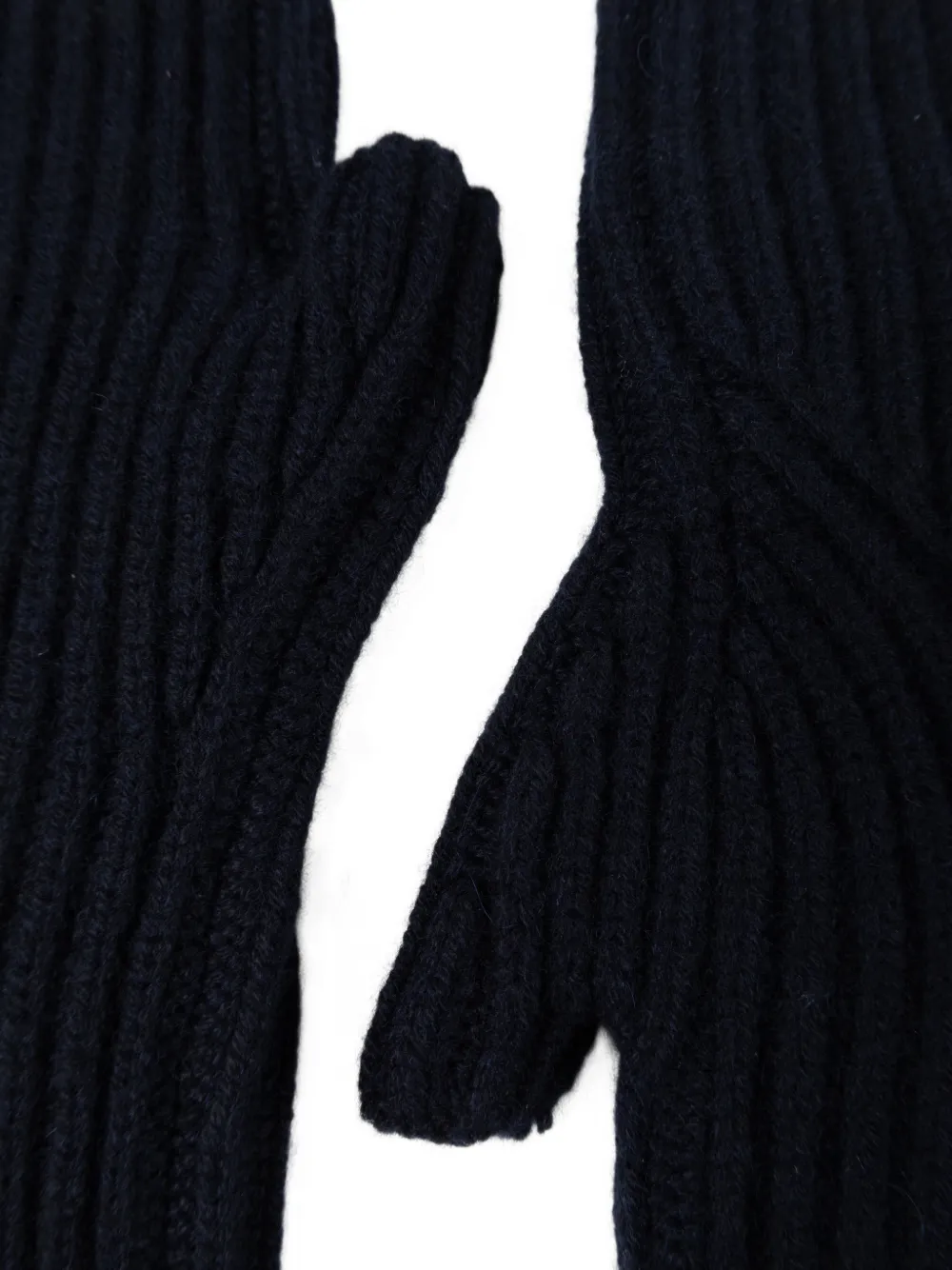Allude ribbed-knit fingerless gloves Blauw
