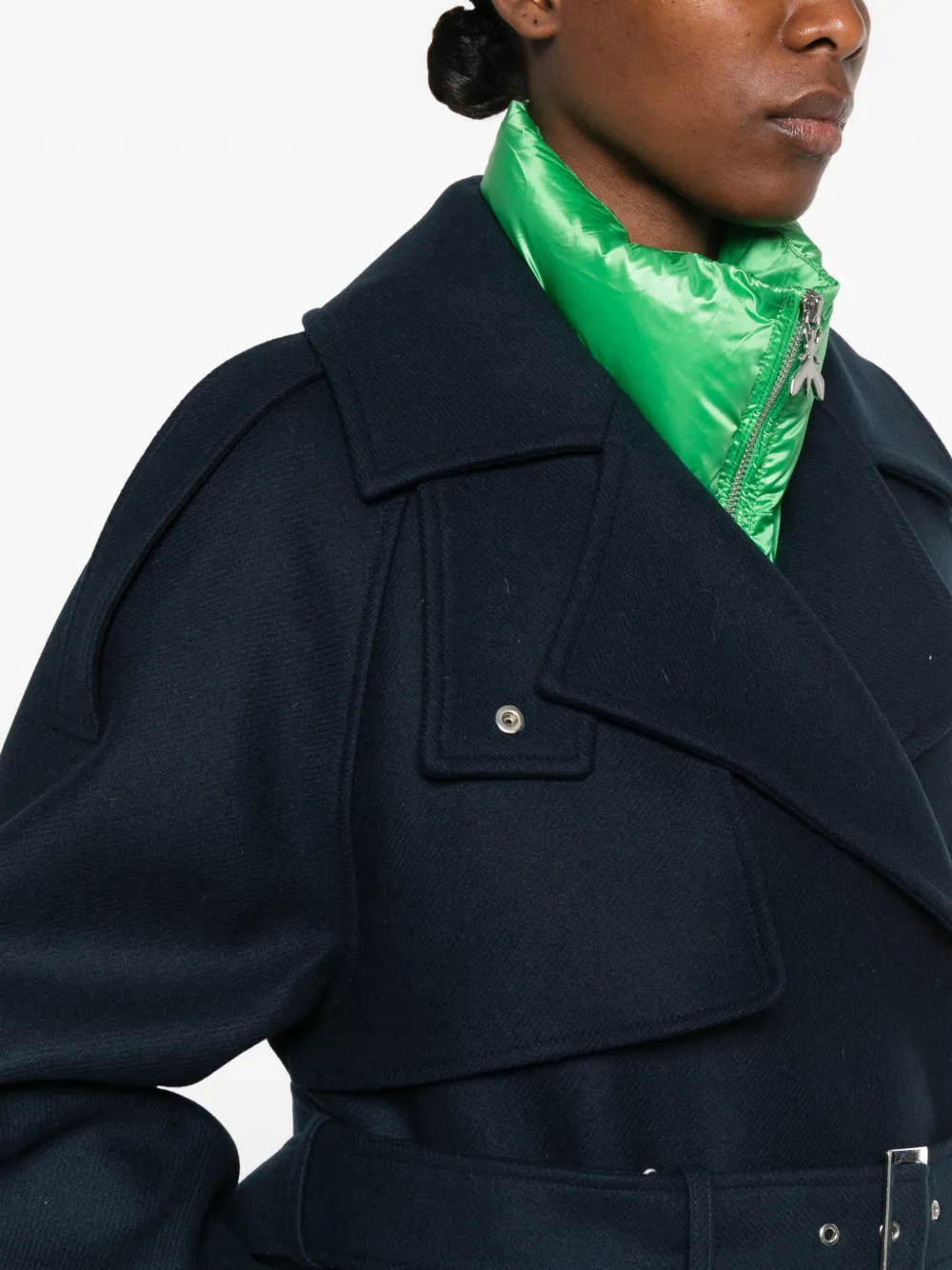 Patrizia Pepe belted double-breasted coat Blauw