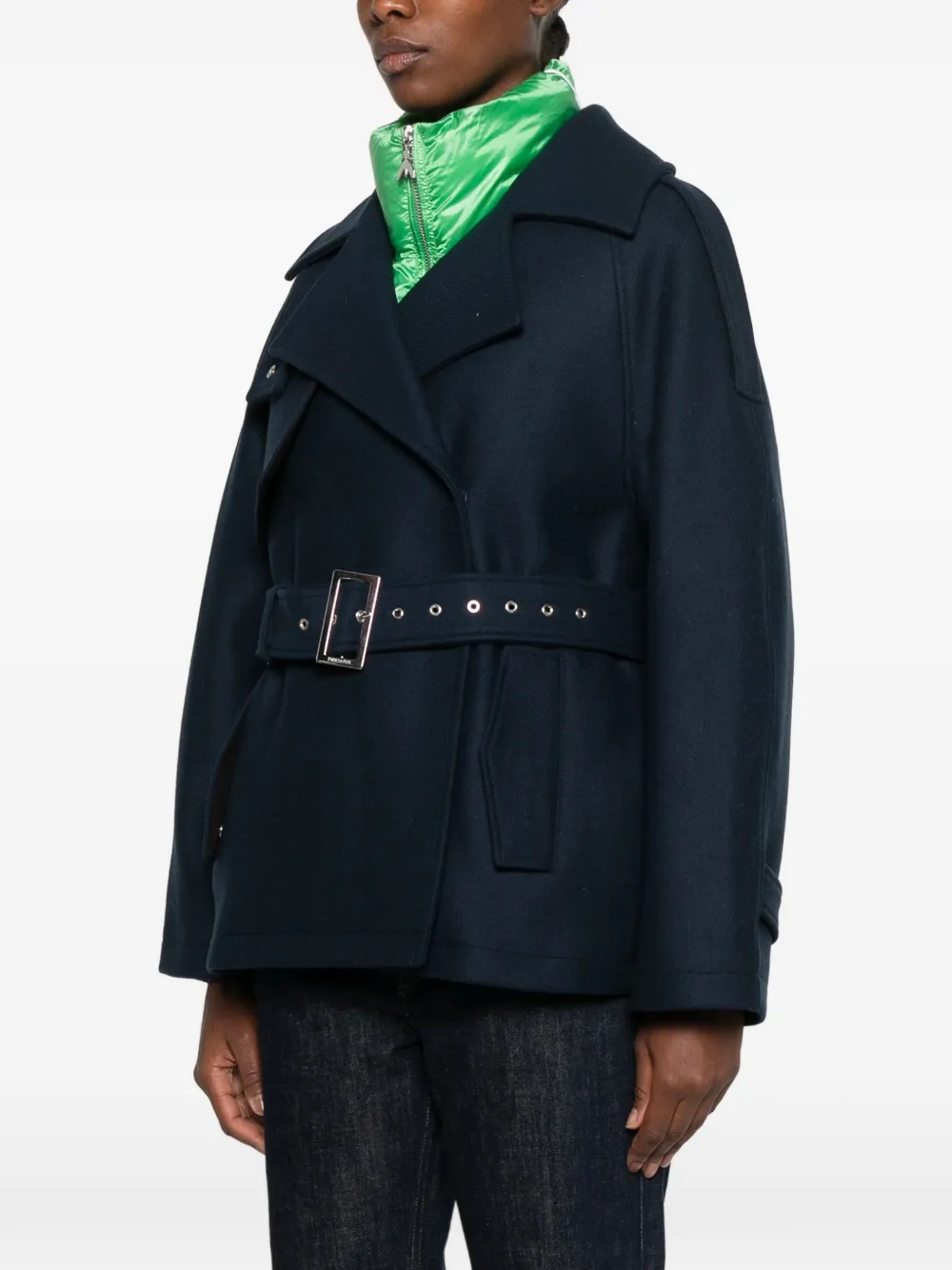 Patrizia Pepe belted double-breasted coat Blauw