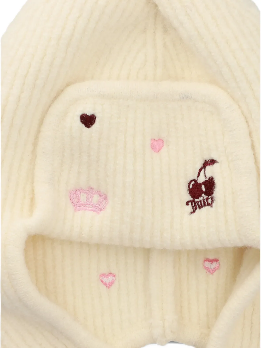 Juicy Couture Gebreide muts met oorflappen en borduurwerk Beige