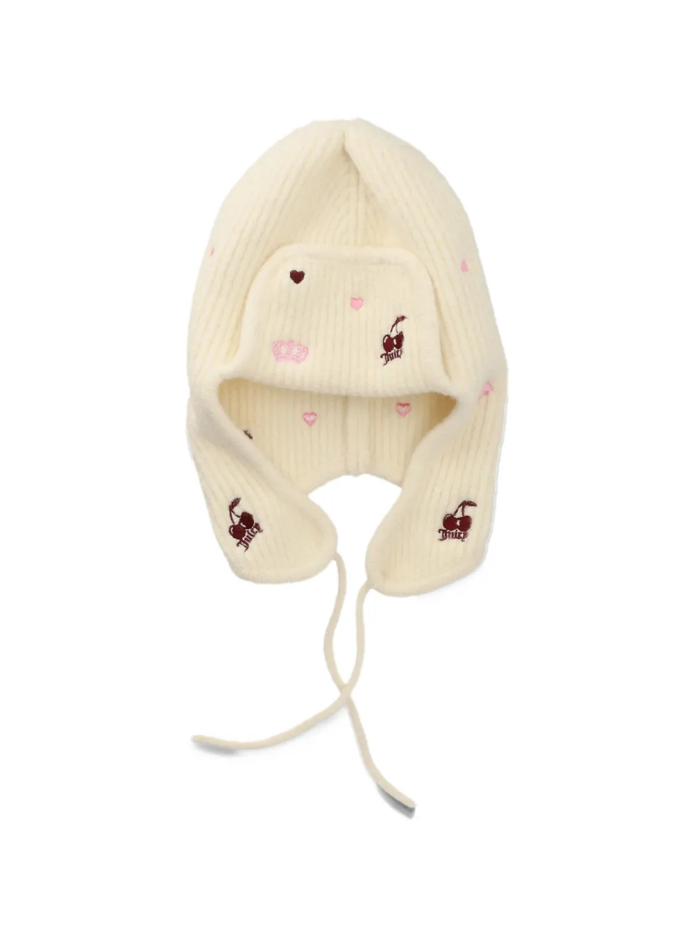 Juicy Couture Gebreide muts met oorflappen en borduurwerk Beige