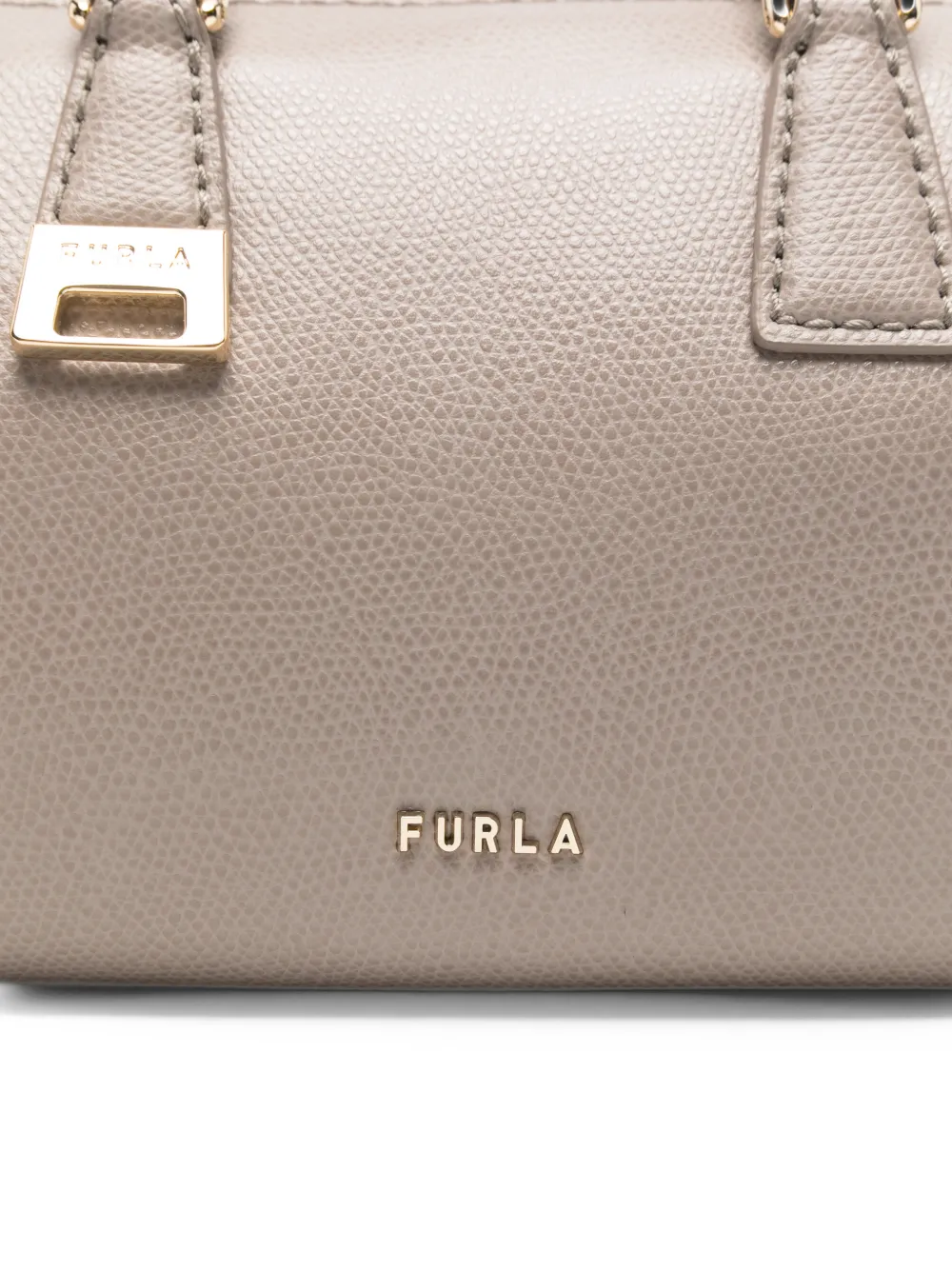 Furla mini Olivia Boston leather tote bag Grijs