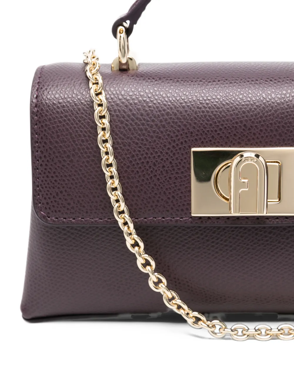 Furla 1927 grained leather tote bag Paars
