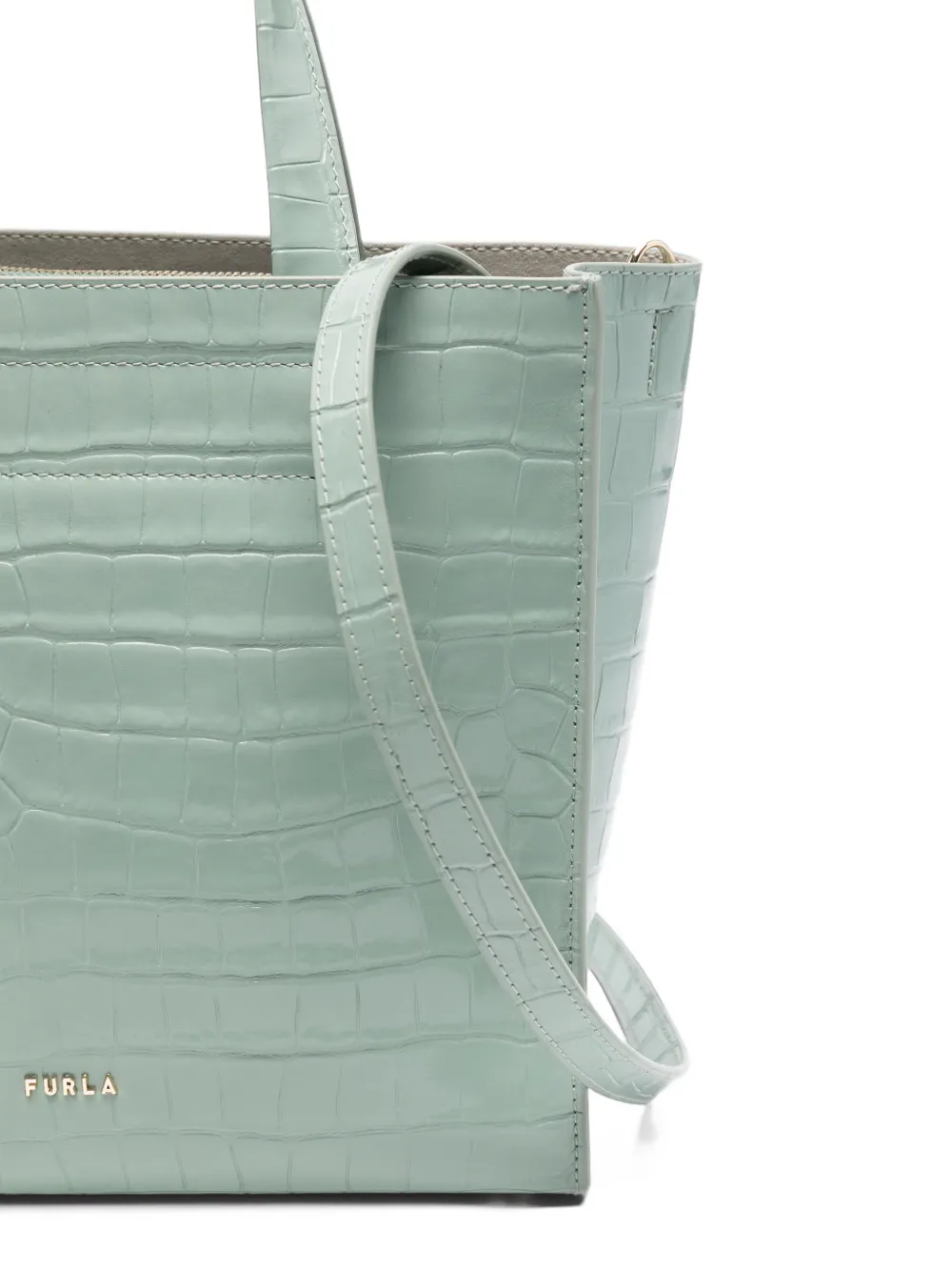 Furla croc-effect leather tote bag Groen