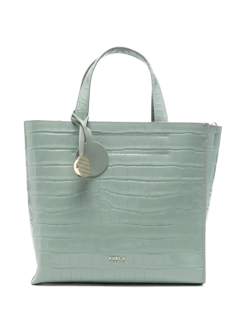 Furla croc-effect leather tote bag - Verde